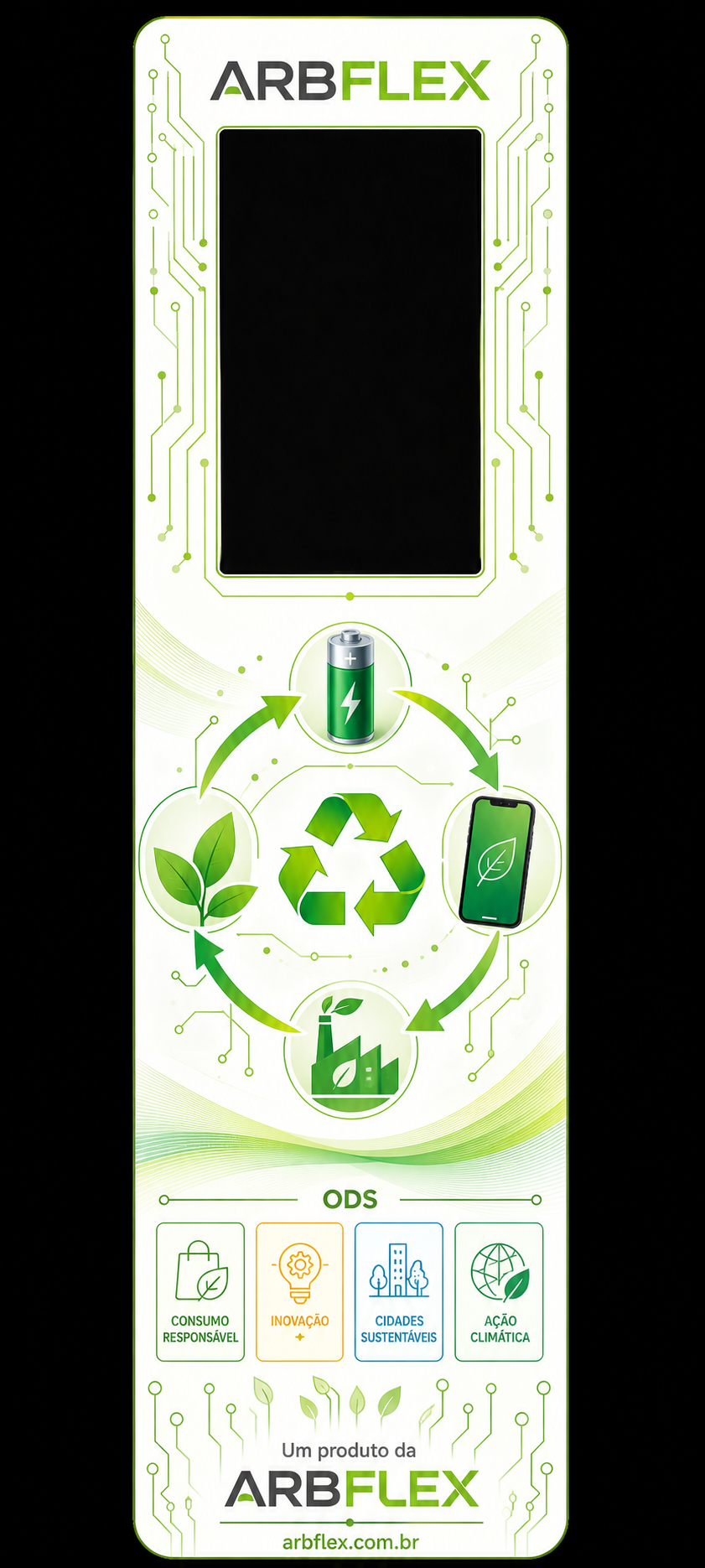 Terminal de autoatendimento ARBFLEX com conceito de reciclagem e ODS